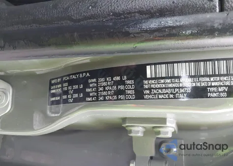 2020 Jeep Renegade Sport 4X4 из США, поврежденный, VIN ZACNJBAB1LPL94733